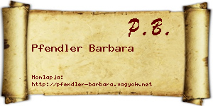 Pfendler Barbara névjegykártya